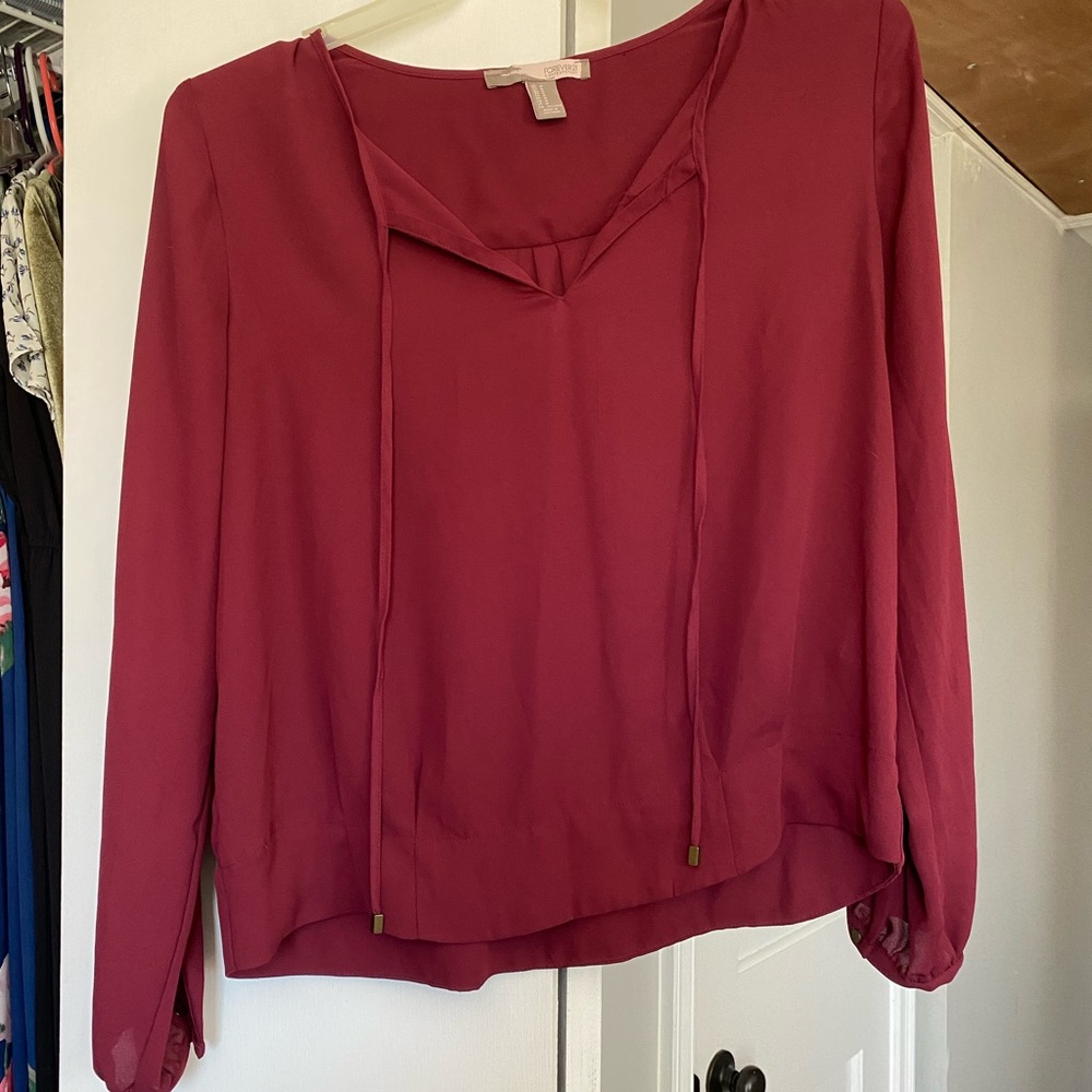Maroon sheer top